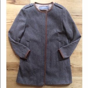 EUC Zara wool blend military like collarless coat